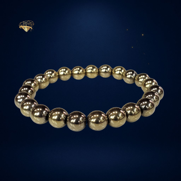 Gemstone Bracelet Polished Pyrite ( Money Magnet Pyrite Bracelet)