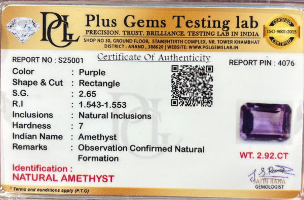 Natural Rectangle Amethyst